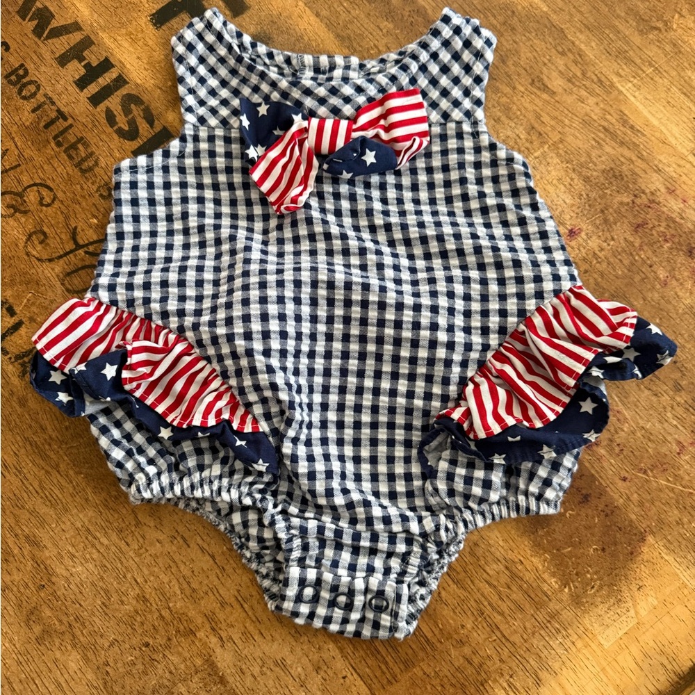 Bonnie Baby Patriotic 3-6 mos Bubble Romper Americana